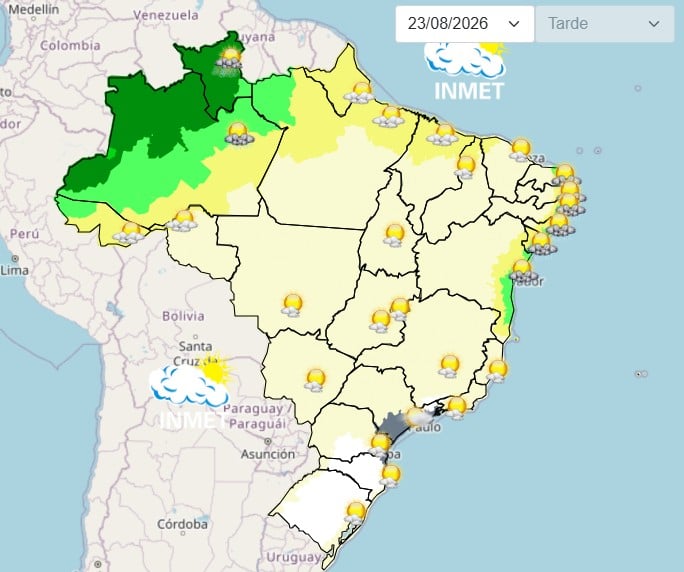 Sol predomina e Norte e Centro-Oeste registram calor acima de 30°C