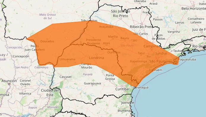 Inmet emite alerta laranja; tempestades com granizo atingem SP, PR e MS