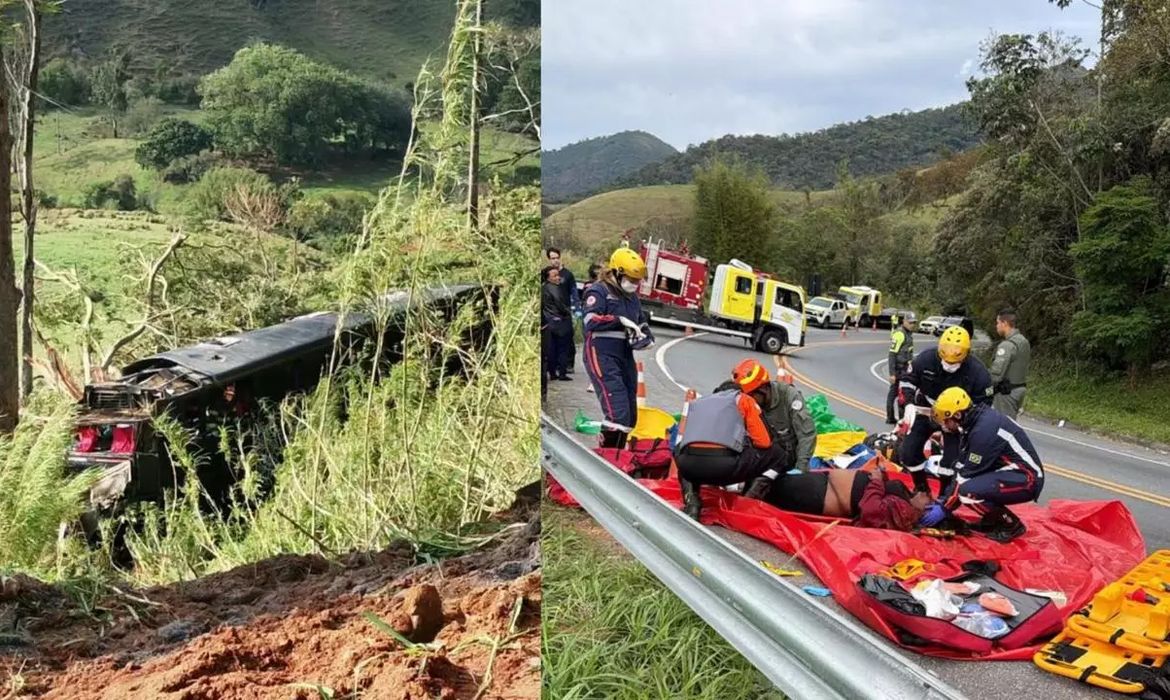 Ônibus cai em ribanceira na SP-052 e mata cinco em Cruzeiro