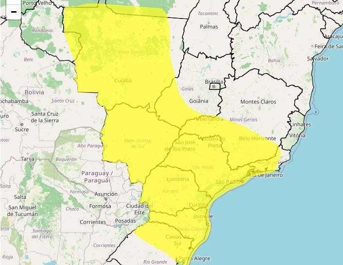 Perigo de granizo: Inmet alerta para tempestades e ventos em 12 estados