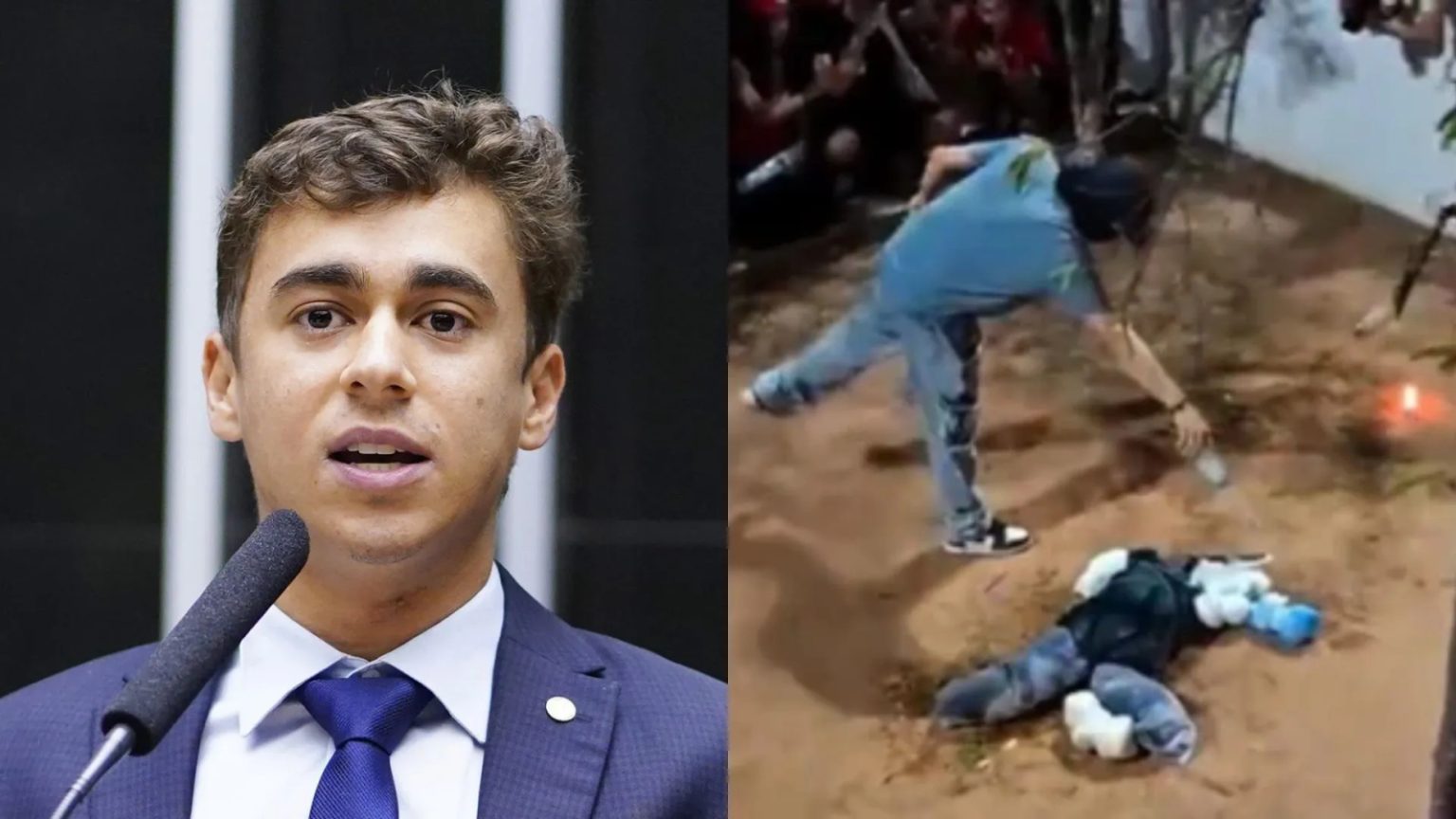 Nikolas publica vídeo da queima de boneco de Flávio e provoca indecisos