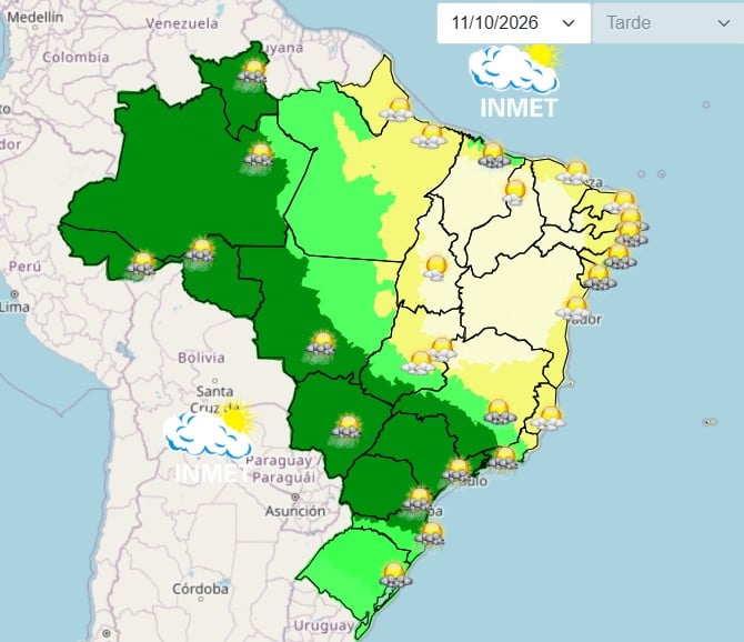 Sistema traz risco de temporais e calor em várias regiões